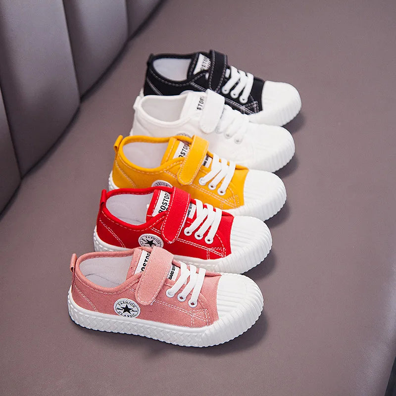 Children's Canvas Shoes Soft Sole Comfortable Cookie Shoes Boys and Girls Breathable Non-slip Leisure Sports Canvas Shoes