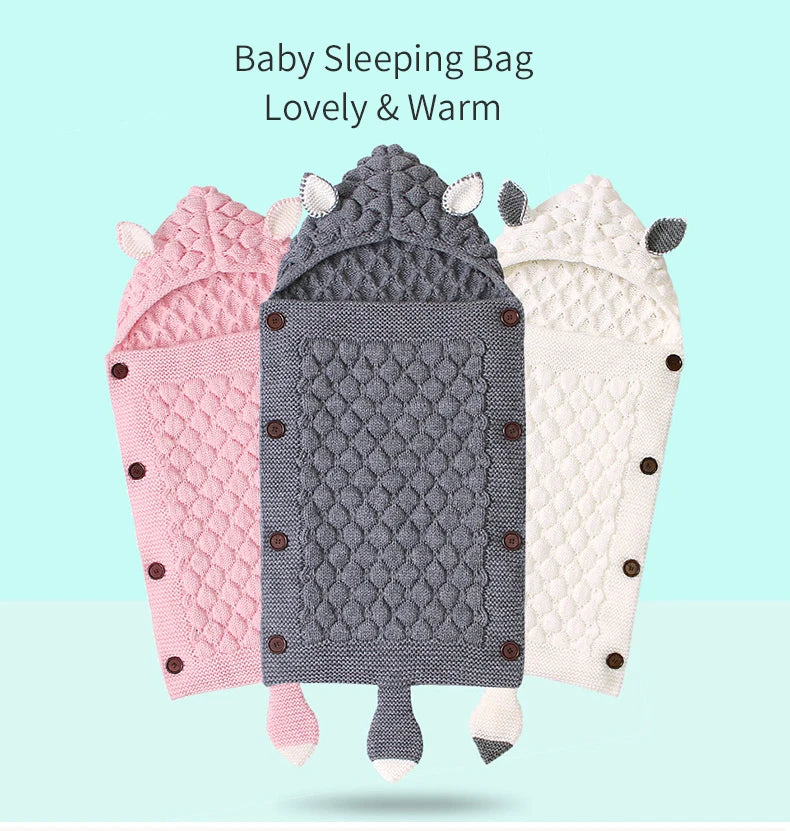 INSULAR Baby Knitting Sleep Quilts Newborn Envelope Swaddle Blankets Infant Anti-kicking Warm For Stroller Spring Autumn Winter