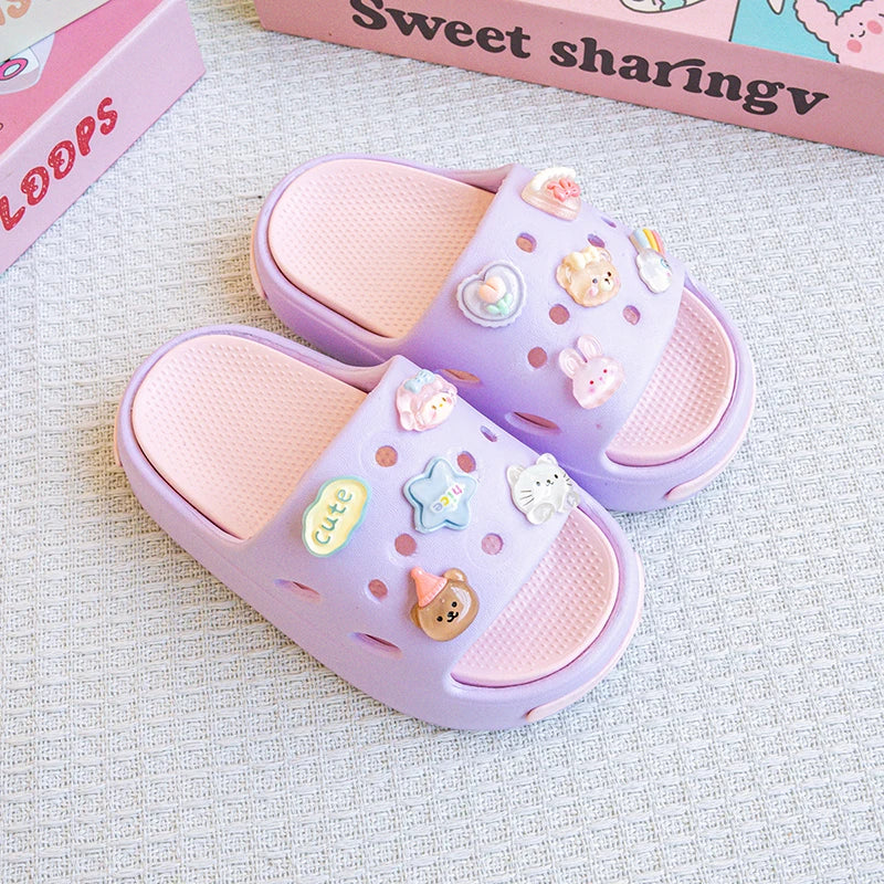 New Popular Cartoon Rainbow Girl Versatile Girls Eva Slippers Fashionable Double Soft-Soled Non-Slip Sandals 831