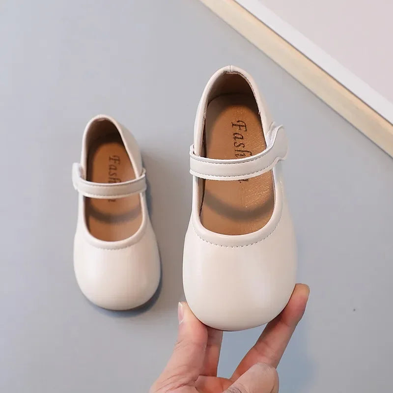 Girls Black Leather Shoes for Wedding Party Back To School Flats Kids Mary Janes Simple Classic Soft Anti-skid Kids Casual Shoes