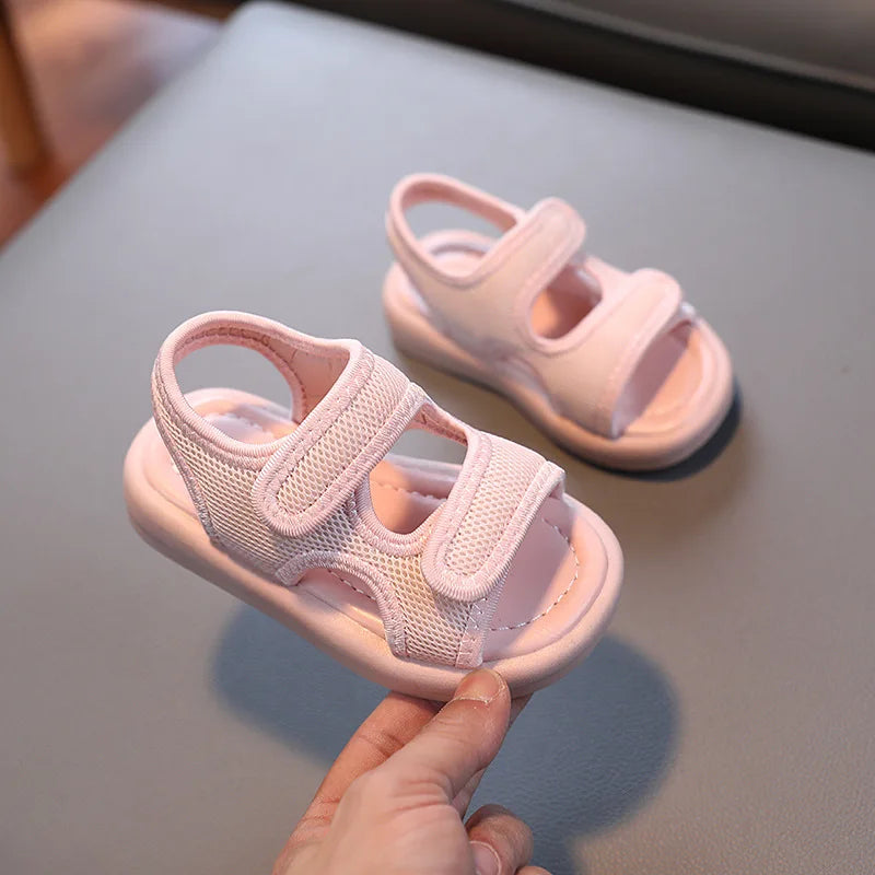 Summer Boys' Fashion Sandals – Breathable White Slip-On Shoes for Toddlers and Kids (Sizes 21–30)