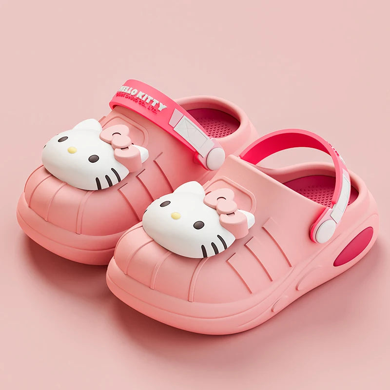 New Sanrio Hello Kitty Hole Sandals Slippers Kt Cat Sandals Kawaii Eva Anime Home Beach Shoes Summer Slippers Adult Kids Gifts