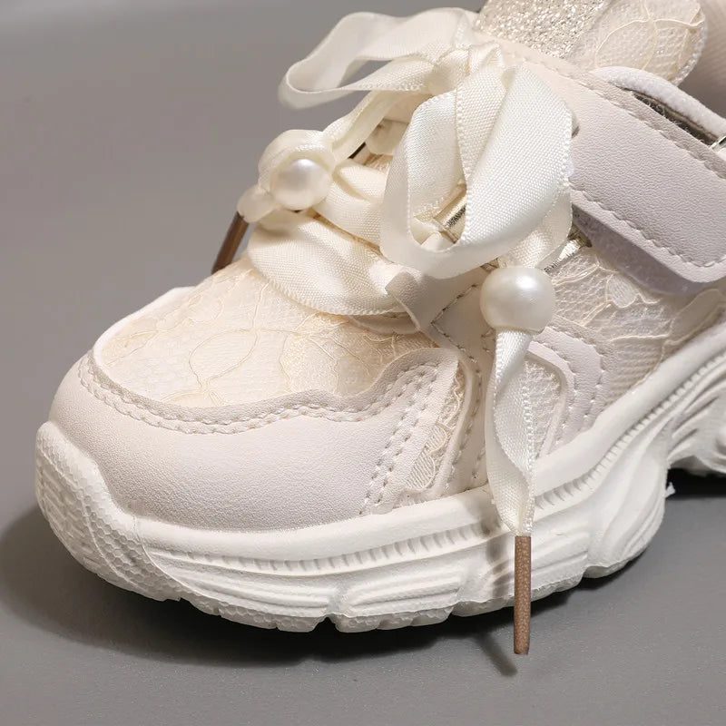 Children's Shoes 2025 New Toddler Girls Sport Shoes Pearl Soft Sole Breathable Outdoor Tennis Fashion Kids Sneakers EU21-30