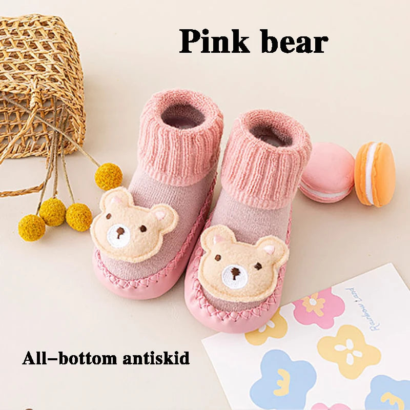 Cute Cartoon Animal Baby Shoes Foot  Floor Socks For Boy Girl Winter Soft Cotton Anti Slip Soled Newborn Toddler First Walkers