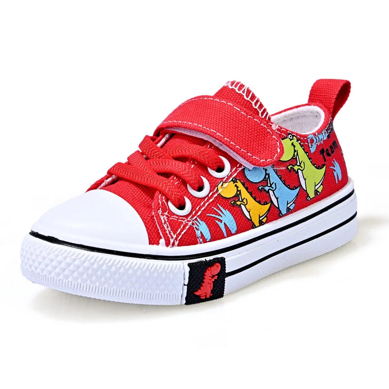 Children's Cartoon Canvas Sneakers – Breathable Low-Top Casual Shoes for Boys and Girls, Ideal for Spring and Autumn