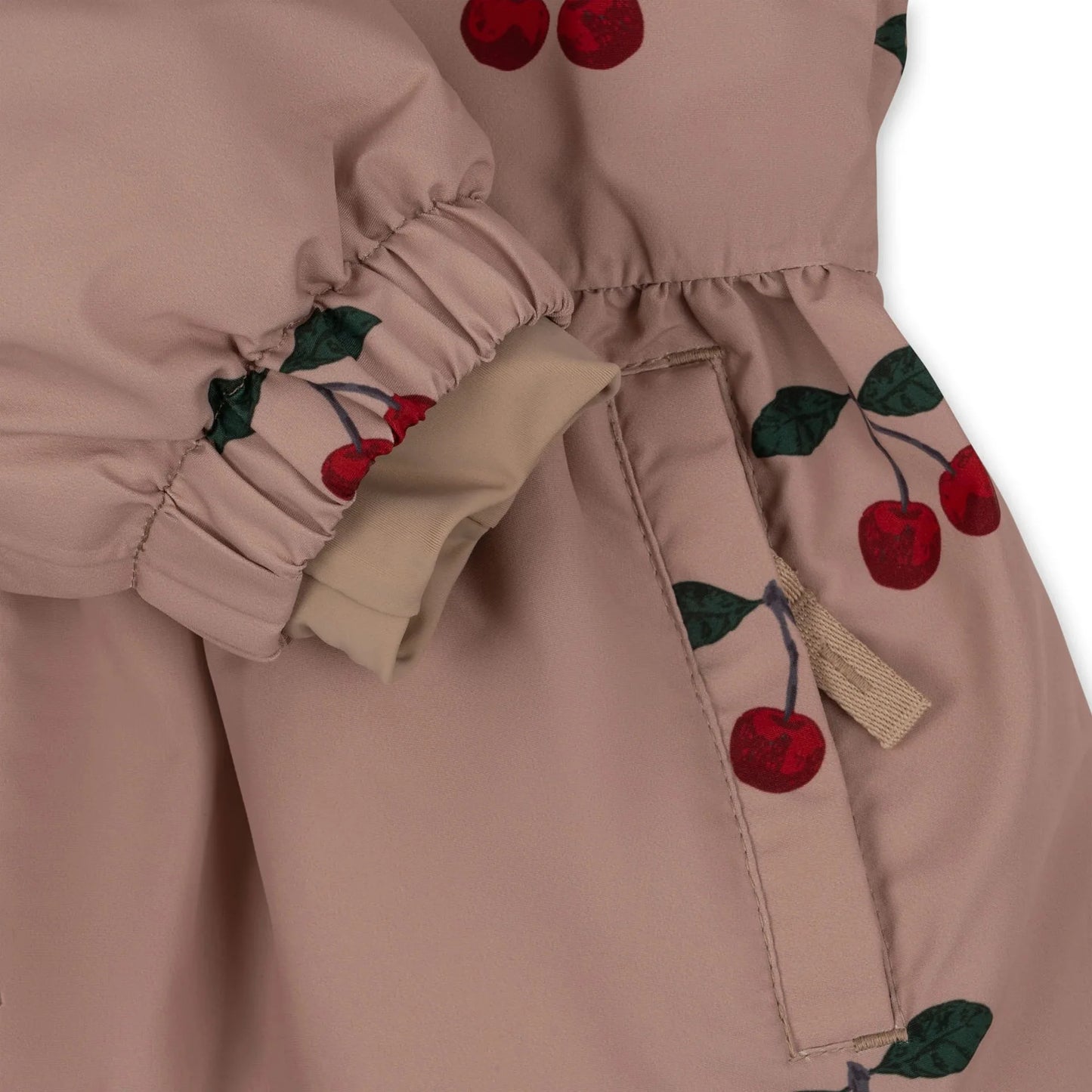 Konges Slojd 2025 Winter Baby Girls Cherry Hooded Ski Jackets Overalls Suits Sets Girls Waterproof Windproof Cold Resistant Coat