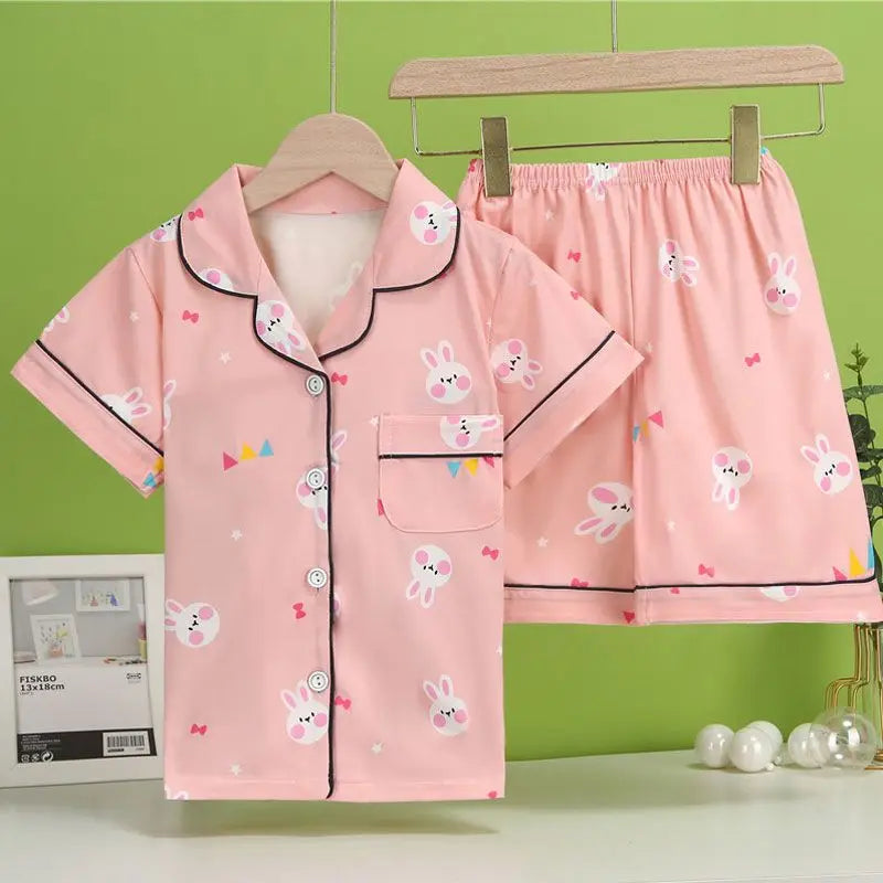 Summer Children's Pajama Set – Soft Cotton Sleepwear with Dinosaur Print for Boys and Girls, Comfortable Home Nightwear for Kids and Toddlers