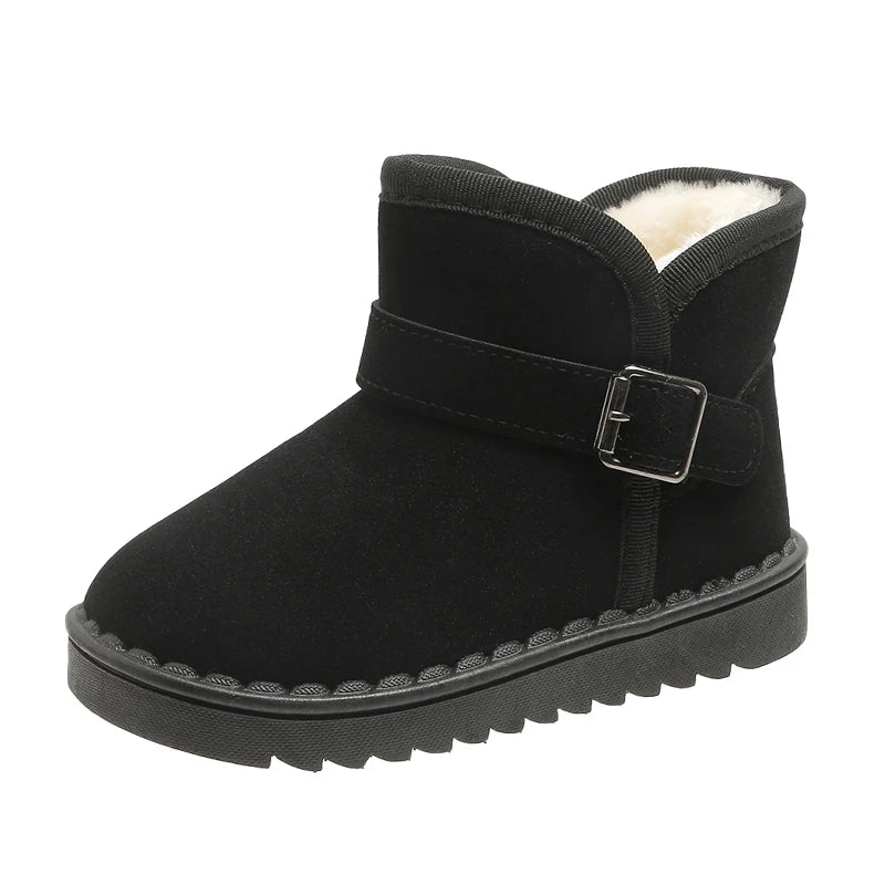 Unisex Kids Thermal Boots Classic Casual Buckle Non-slip Children Fashion Simple Non-slip Girls Boys Snow Boots Cotton Winter
