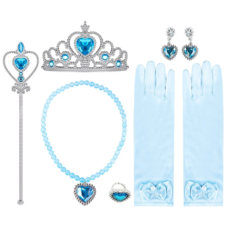 Princess Cinderella Girls Blue Butterfly Magic Wand Crown Crystal High Heel Necklace Dress Up Jerlwery Girl Cosplay Toy
