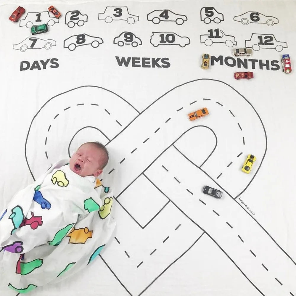 100*100cm Newborn baby Monthly Growth Milestone Blanket photography props Background Cloth Commemorate Rug