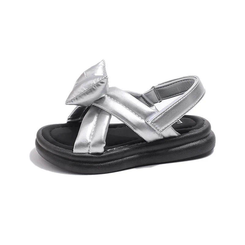Sandals for Girls Fashion Summer Shoes 2-12 Year Kids Open Toe Matte PU Leather Shoes Girl Slingbacks Children Slides Hot H05066