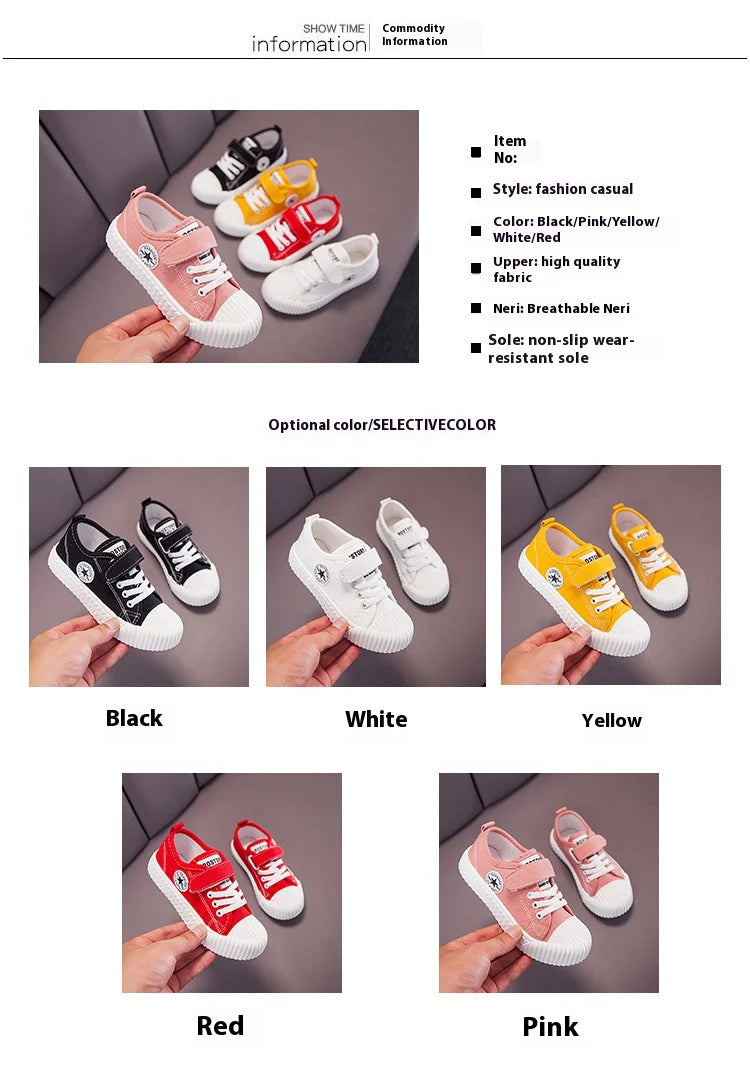 Children's Canvas Shoes Soft Sole Comfortable Cookie Shoes Boys and Girls Breathable Non-slip Leisure Sports Canvas Shoes