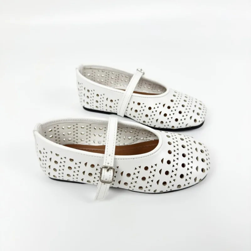 Girls Shoes Spring Summer Kids Fashion Brand Princess Mary Jane Flats Toddler Children Breathable Hollow White Sandals Soft Sole