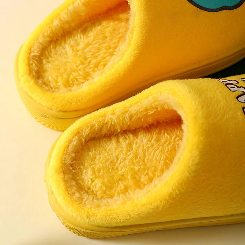 Cartoon Dinosaur Winter Warm Slippers for Kids Boys Girls Non-slip Thickness Soft Soled Slippers for Children Home Plush Shoes