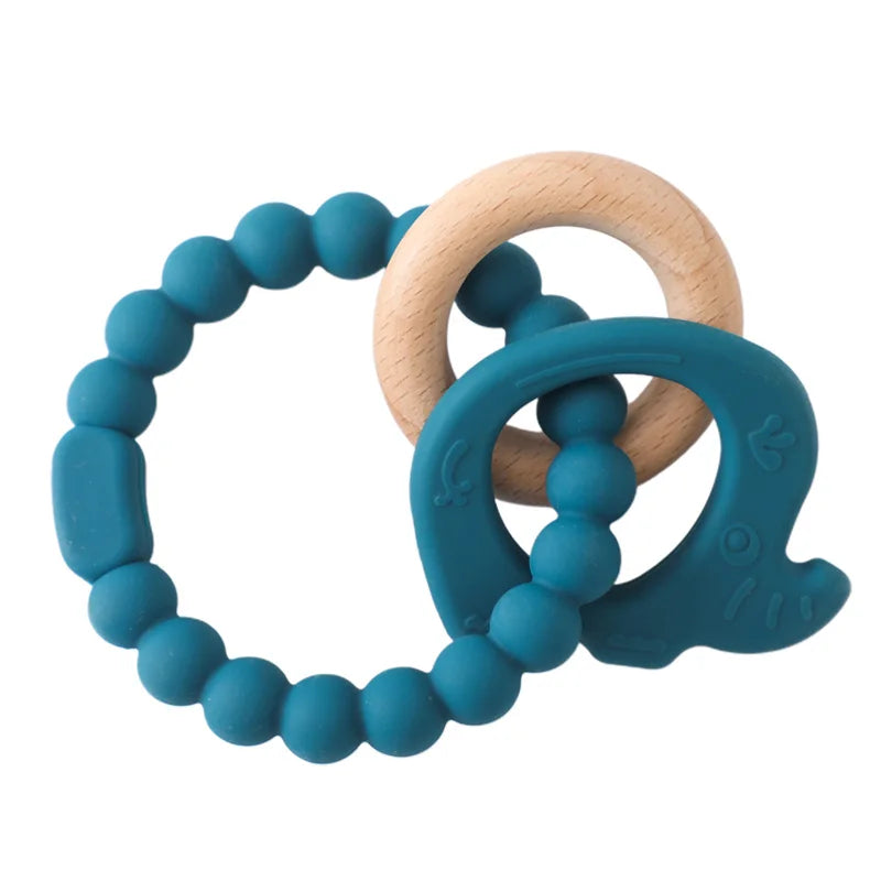 1Pcs Baby Silicone Teether Ring BPA Free Rattles Bracelet Food Grade Newborn Cute Octopus Shaped Health Care Teething Ring Toys