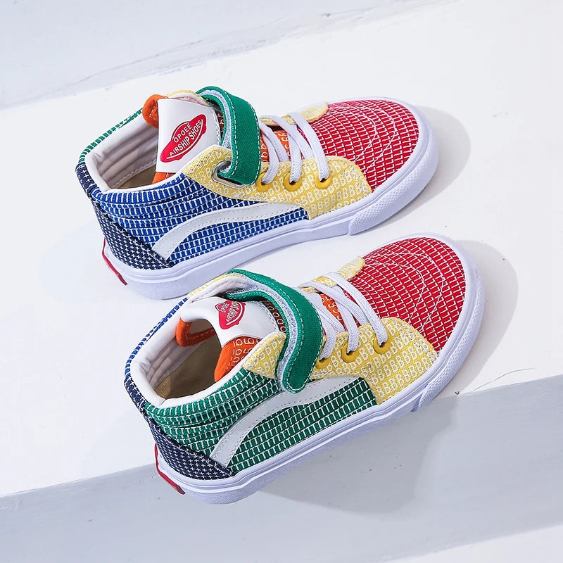 2207 Spring and Autumn Colored Breathable Children's Canvas Shoes Fashion Versatile Board Shoes Korean Edition Children's Shoes