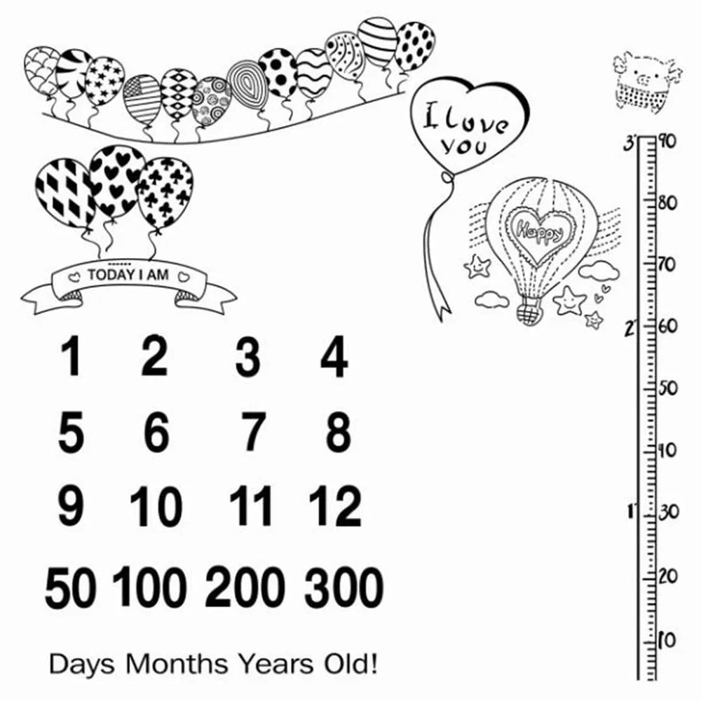 100*100cm Newborn baby Monthly Growth Milestone Blanket photography props Background Cloth Commemorate Rug