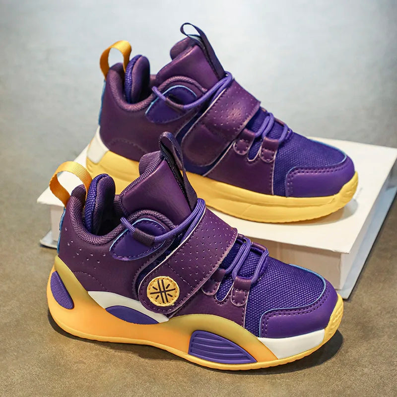 Student non-slip springback sports shoes 2024 new children's shoes double mesh breathable training basketball shoes