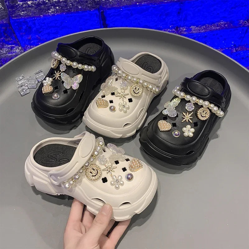 2025 Children Casual Slippers for Girls Summer New Fashion Korean Style Soft Bottom Non-slip Versatile Chic Princess Beach Shoes