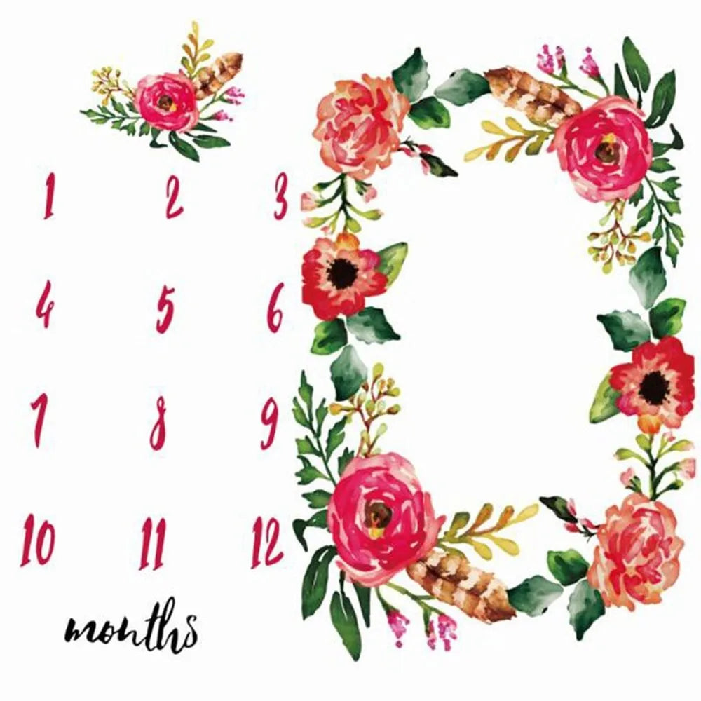 100*100cm Newborn baby Monthly Growth Milestone Blanket photography props Background Cloth Commemorate Rug