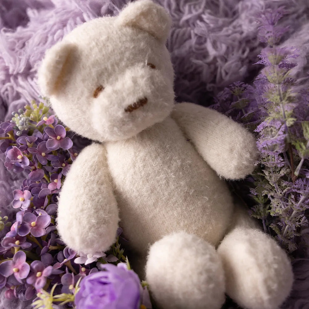 Baby Photography Costume Knitted Long-Sleeved Jumpsuit+Bear Ear Hat Teddy Bear Doll Photo Props Lace Pillow Shooting Accessories