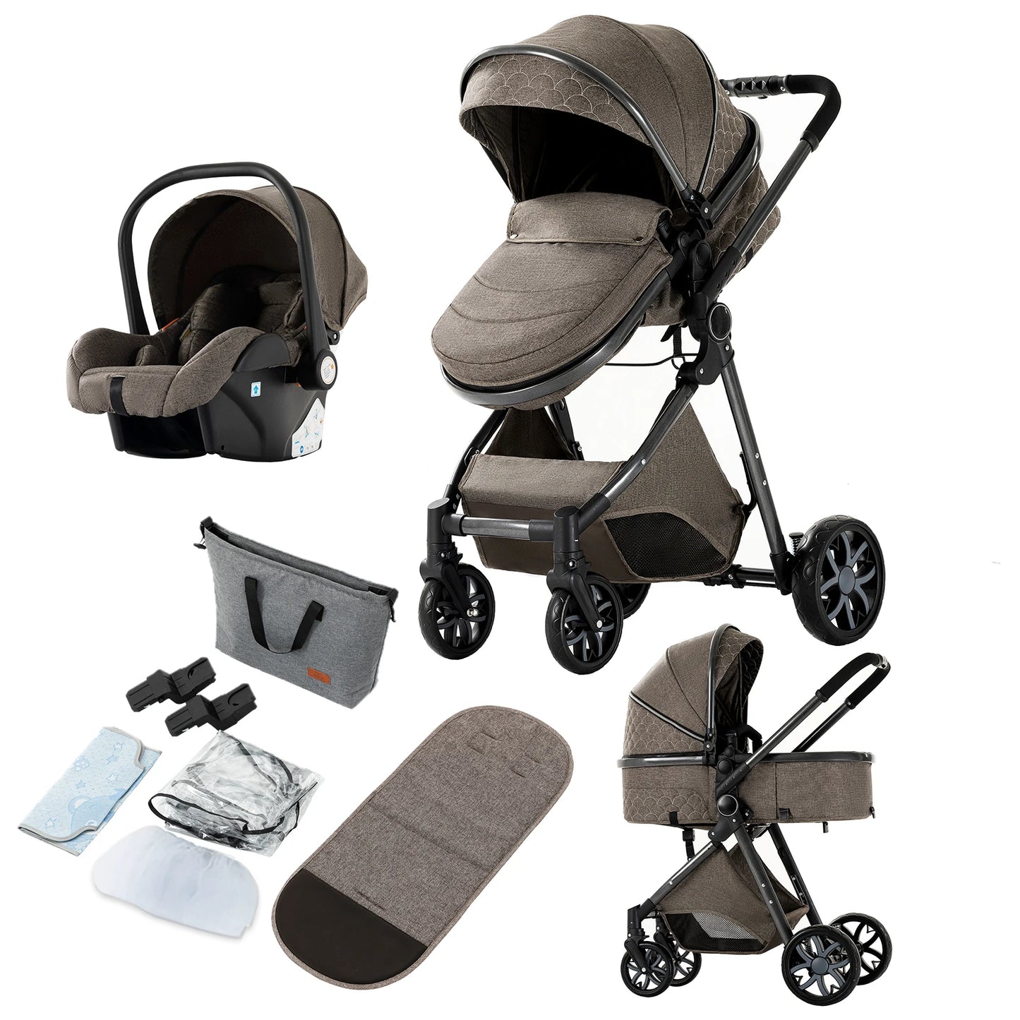 Baby Stroller 3 in 1 Four-wheel stroller Newborn Baby Car Portable Multifunctional Foldable Babies Carriage Cart Pram Mother-kid