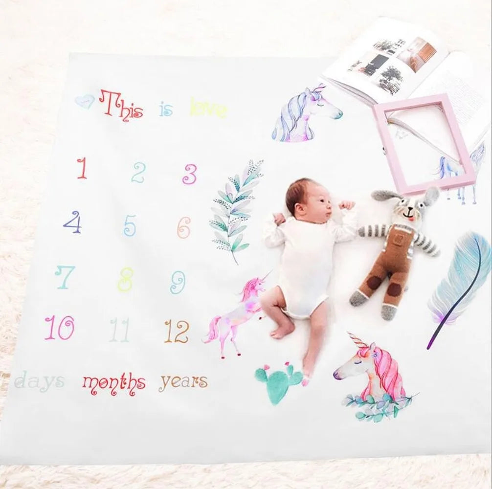 100*100cm Newborn baby Monthly Growth Milestone Blanket photography props Background Cloth Commemorate Rug