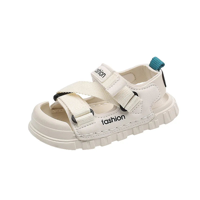 H04172 Summer Boys' Breathable Canvas Sandals – Outdoor Casual Shoes with Nylon Strap Detail for Toddlers and School-Age Children