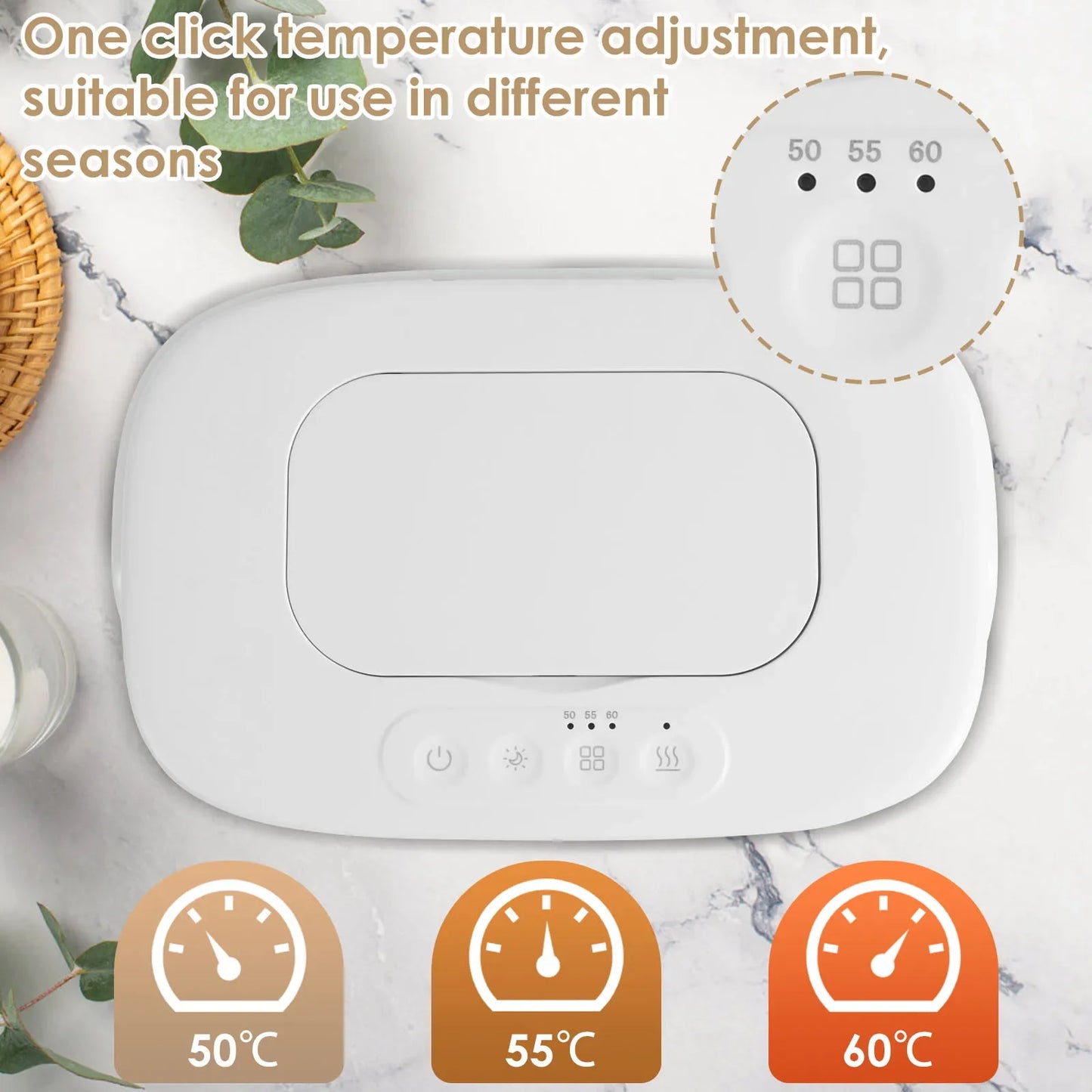 Baby Wet Wipe Heater Warmer 3 Adjustable Temperature Diaper Wipe Dispenser Portable USB Baby Diaper Napkin Heating Box Home/Car