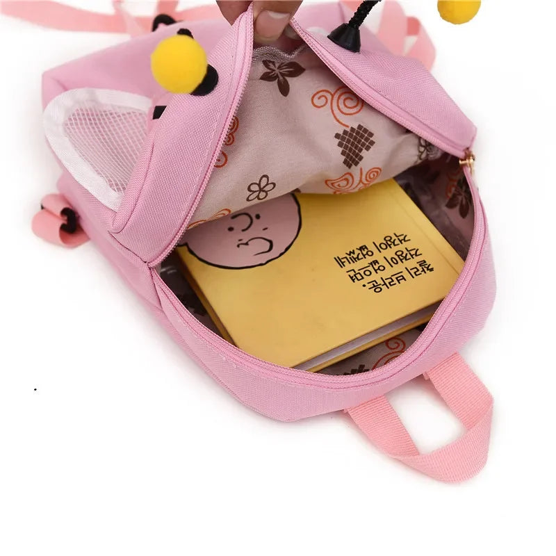 Children Backpacks Cute Cartoon Kindergarten Schoolbag 3D Bee Baby Anti Loss Bag Yellow Pink Kids Shoulders Bag for Girls Boys