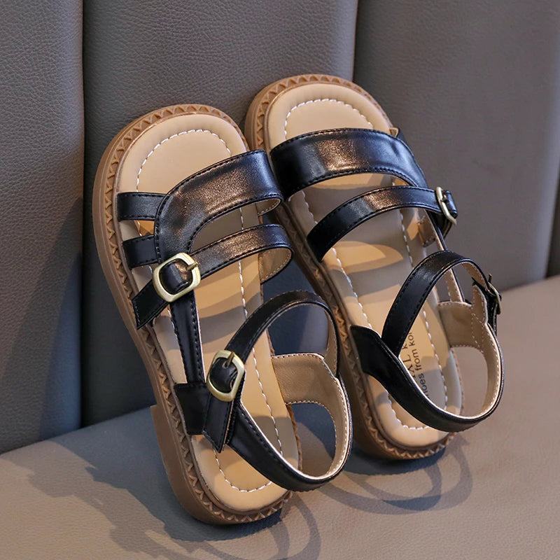 2025 New Children's Summer Sandals Hollow-out Woven Girls Fashion Beach Sandals Fashion Causal Simple Kids Flat Shoes Versatile