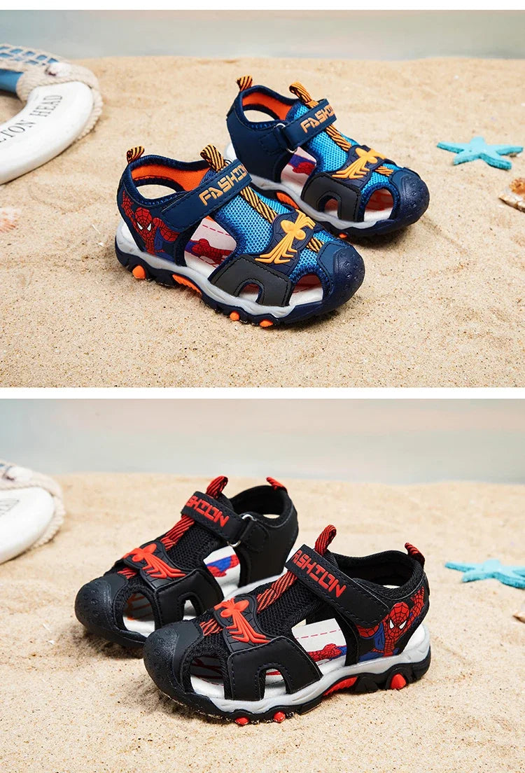 Summer Kids' Sports Sandals – Breathable Hollow-Out Design, Non-Slip Soft Soles for Boys and Girls in Black, Red, Gray, and Blue