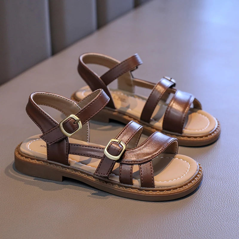 2025 New Children's Summer Sandals Hollow-out Woven Girls Fashion Beach Sandals Fashion Causal Simple Kids Flat Shoes Versatile