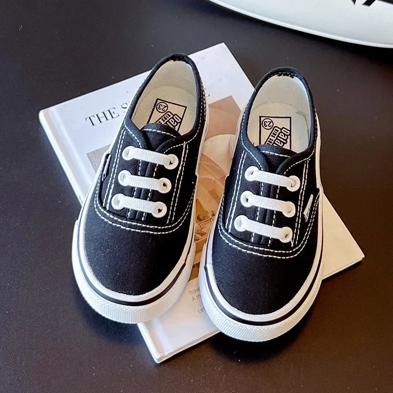 Children's Slip-On Canvas Shoes – Breathable, Solid Color Casual Footwear with Thick Soft Sole and Flat Bottom for Outdoor Wear