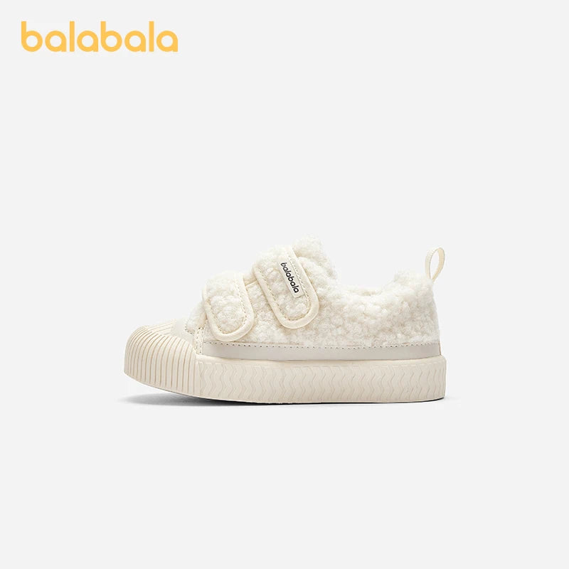 Balabala Baby Walking Shoes Baby Boys Girls 2024 New Winter Plus Velvet New Warm Cute Comtable Trendy Kids Shoes