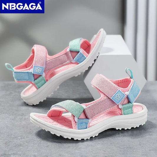 Cute Pink Kids' Girls Sport Sandals Open-Toe Non Slip Walking Shoes for Children Boys Outdoor Beach Sandals Summer Breathable