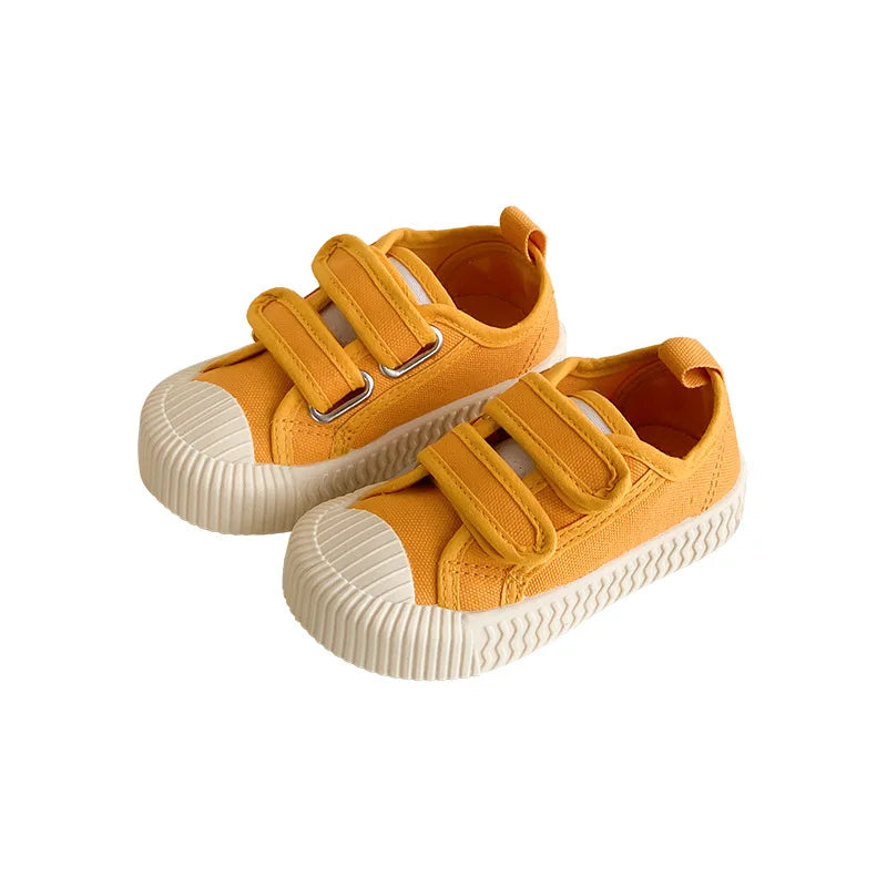 Children Canvas Shoes for Boys and Girls Spring Autumn Hook and Loop Shoes Soft Bottom Breathable Toddler Baby Biscuit Shoes