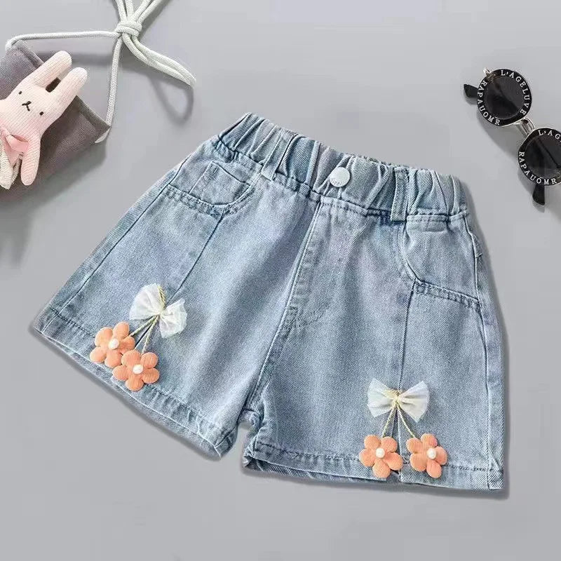 Childrens Clothing Girls Shorts Summer New Style Childrens Denim Shorts Girls Outerwear Pants Casual and Versatile
