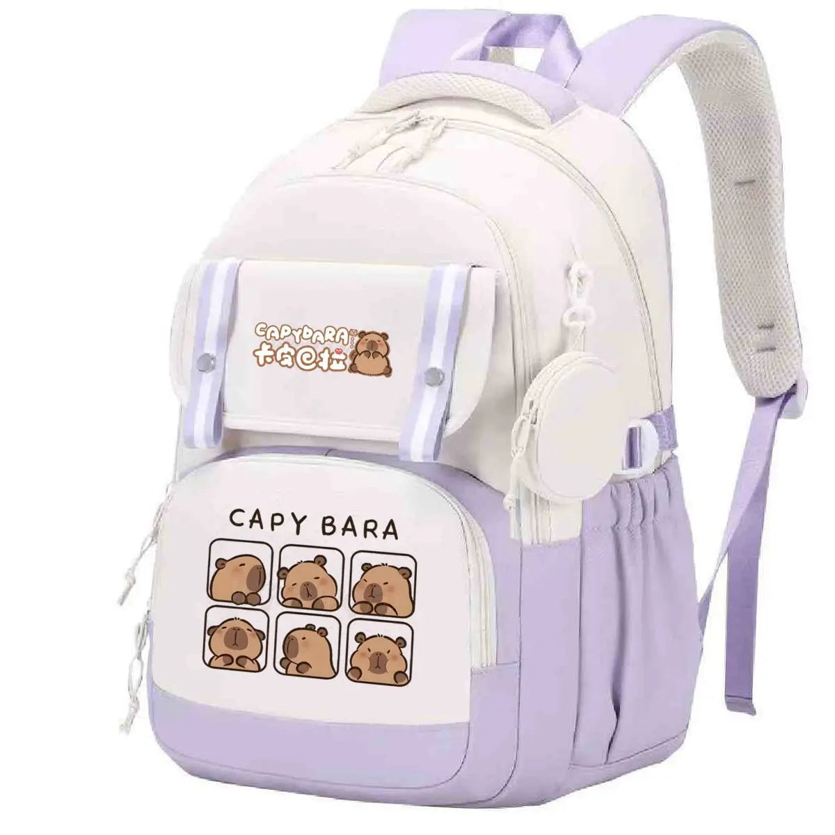 Capybara Print Backpack Girls Boys Cute Cartoon Outdoor Travel Bagpack Large Capacity Capybara Birthday Gifts Teeneger Schoolbag
