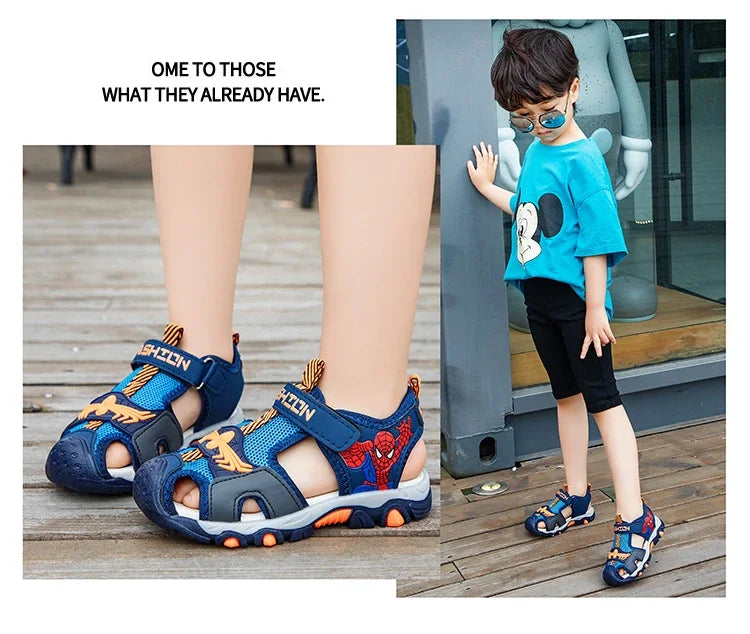 Summer Kids' Sports Sandals – Breathable Hollow-Out Design, Non-Slip Soft Soles for Boys and Girls in Black, Red, Gray, and Blue