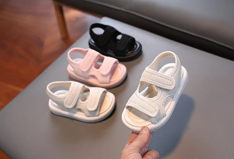 Summer Boys' Fashion Sandals – Breathable White Slip-On Shoes for Toddlers and Kids (Sizes 21–30)