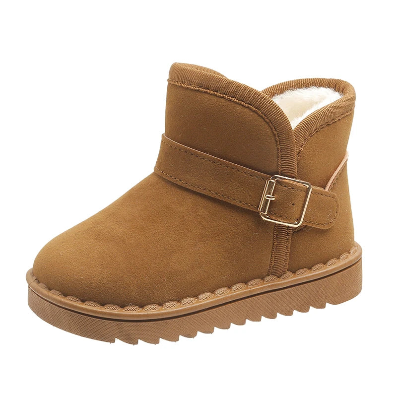 Unisex Kids Thermal Boots Classic Casual Buckle Non-slip Children Fashion Simple Non-slip Girls Boys Snow Boots Cotton Winter