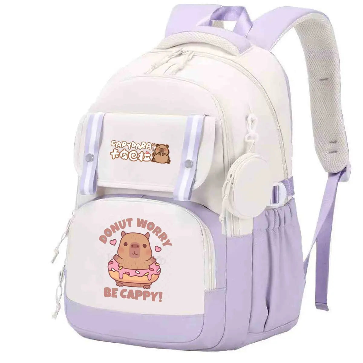 Capybara Print Backpack Girls Boys Cute Cartoon Outdoor Travel Bagpack Large Capacity Capybara Birthday Gifts Teeneger Schoolbag
