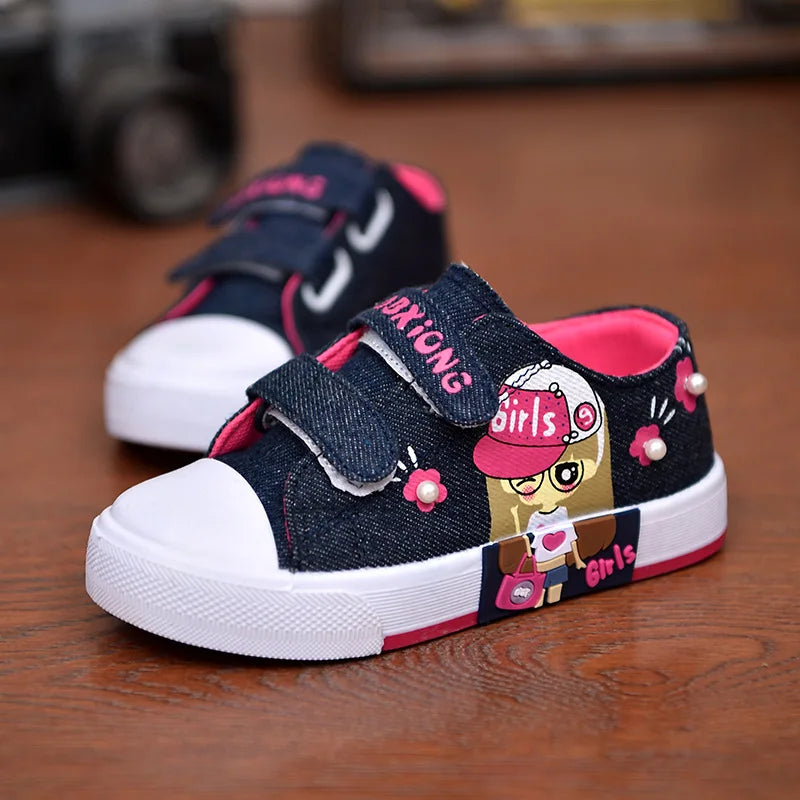 Children's Canvas Shoes, Soft Bottom Non-slip, Breathable Toddler Flat Sneakers 21-38 Size