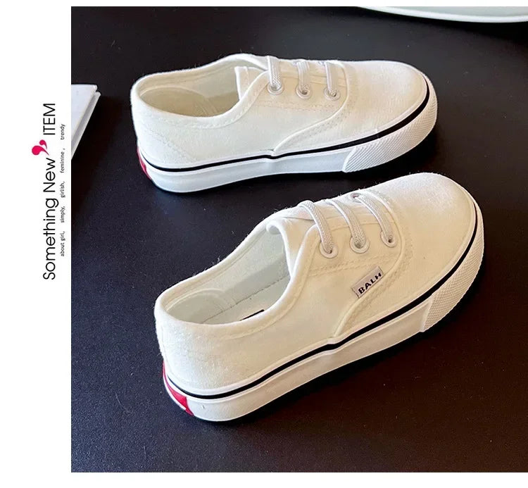 Children's Slip-On Canvas Shoes – Breathable, Solid Color Casual Footwear with Thick Soft Sole and Flat Bottom for Outdoor Wear