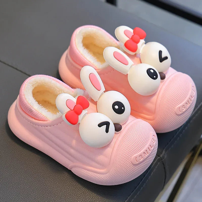 Children Shoes Winter Baby Cartoon Warm Cotton Plush Slippers Antiskid Slippers House Kids Lovely Waterproof Sandalias De Mujer