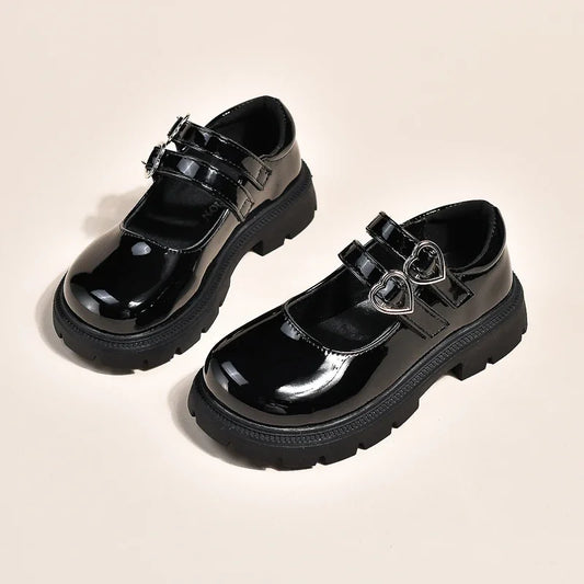 Girls' Leather Mary Jane Shoes – Glossy & Matte Dress Shoes for Parties, Weddings, and Performances – Princess Style for Big Kids