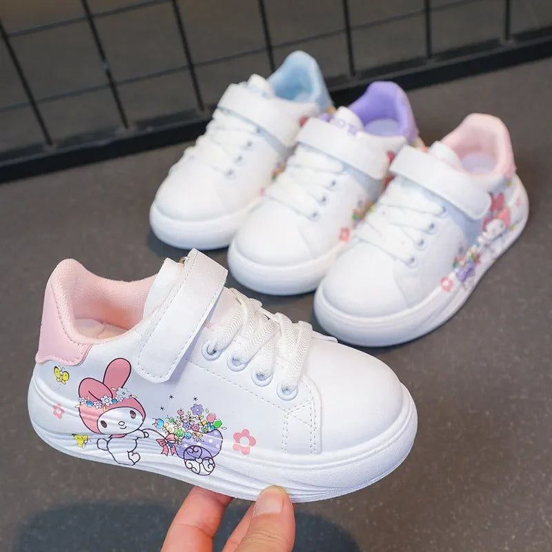 2025 Autumn New Children Little White Shoes for Girls Fashion Cute Melody Soft Comfortable Casual Versatile Trendy Sneakers
