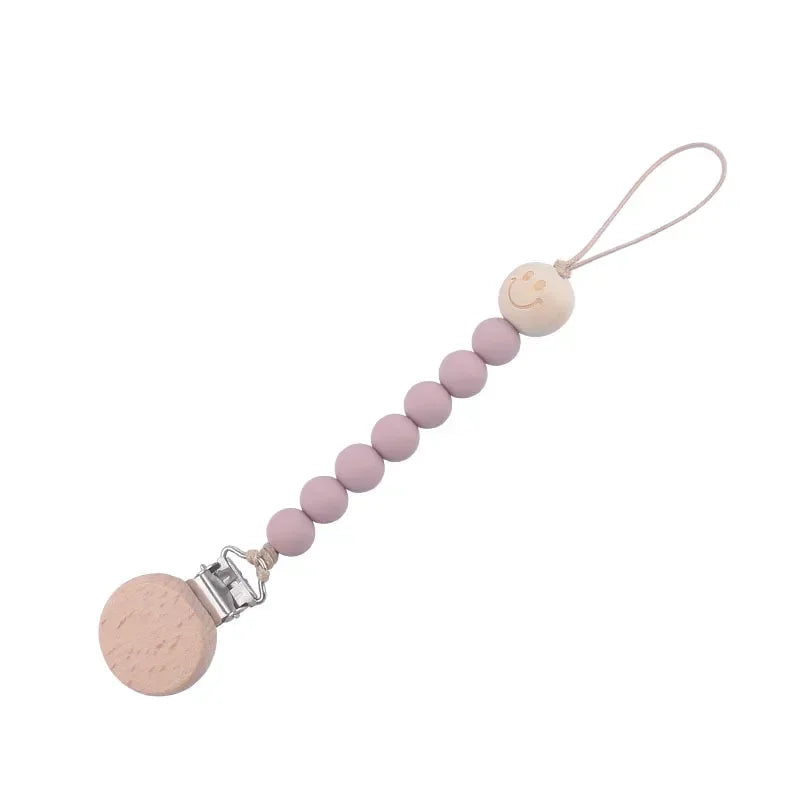 Personalized Baby Pacifier Clip Custom Name Silicone Bead Nipple Dummy Clips Engraved Infant Wood Pacifier Holder Newborn Gift