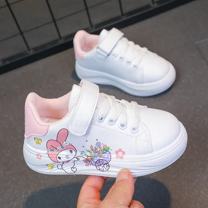 2025 Autumn New Children Little White Shoes for Girls Fashion Cute Melody Soft Comfortable Casual Versatile Trendy Sneakers